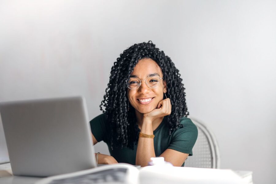 An administrator working at a desk